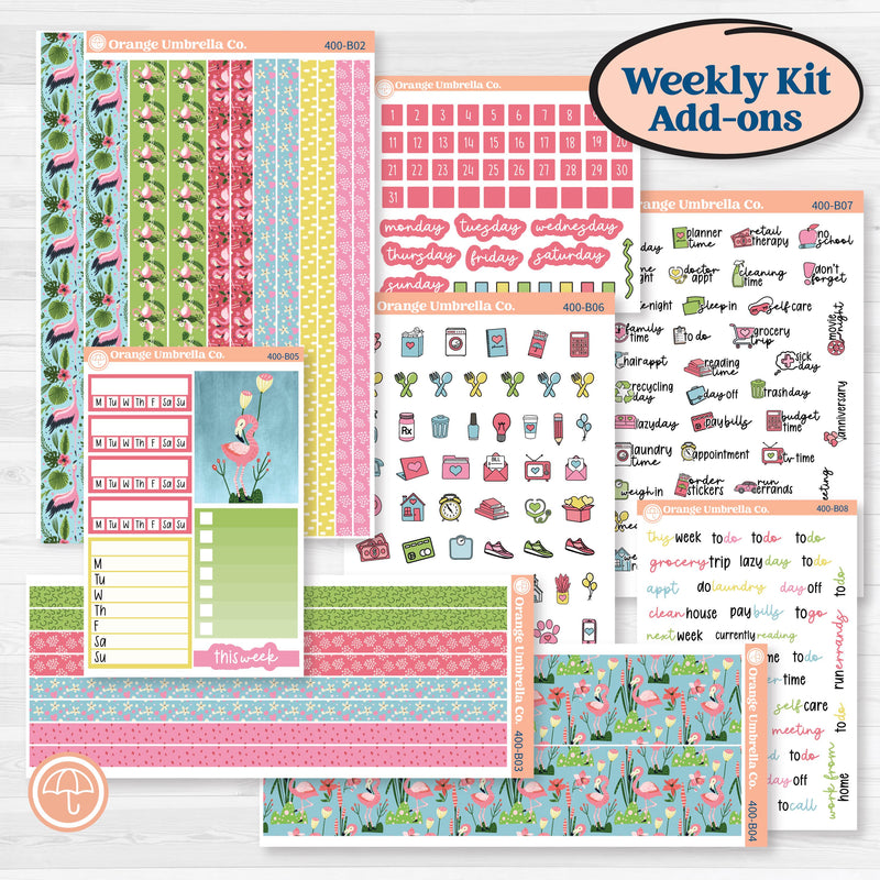 Flamingos Kit | Weekly Add-On Planner Kit Stickers | Flamboyance | KIT-400-B