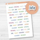 Month Name Mini Script Planner Stickers| 2025-2026 Colors | F17 | EC-176
