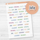 Month Name Mini Script Planner Stickers| 2025-2026 Colors | F17 | Clear Matte | EC-176-CM