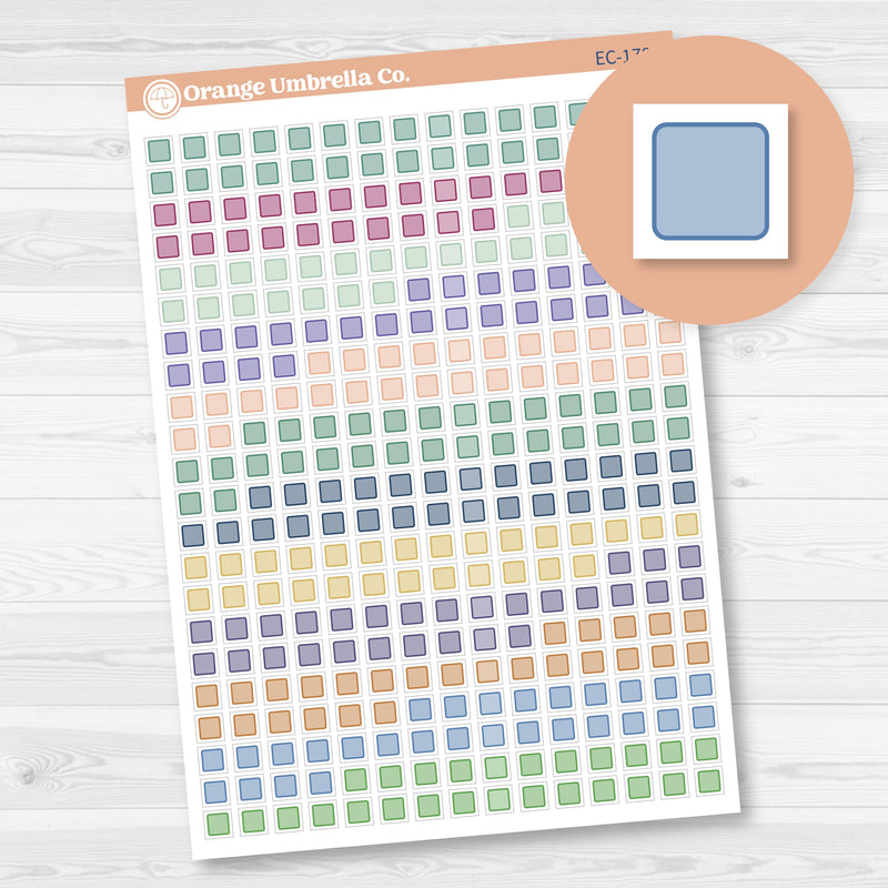 Checkbox Individual Single Planner Stickers | For Erin Condren | 2025-2026 Colors | Square | EC-178