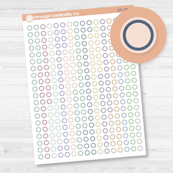 EC Outline Mini Circle Planner Stickers | Clear Matte | 2025-2026 Colors | EC-185-CM