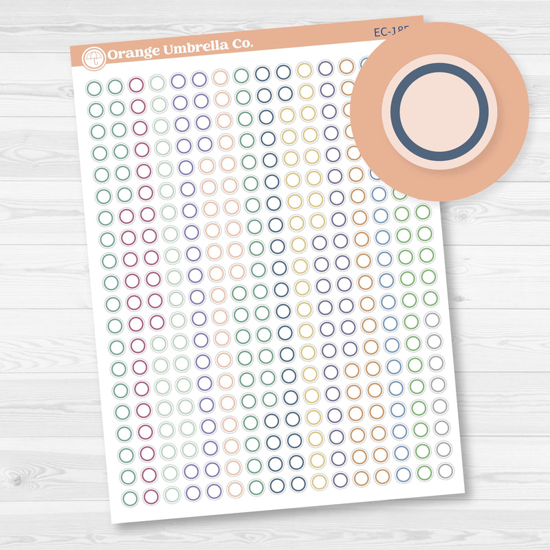 EC Outline Mini Circle Planner Stickers | Clear Matte | 2025-2026 Colors | EC-185-CM