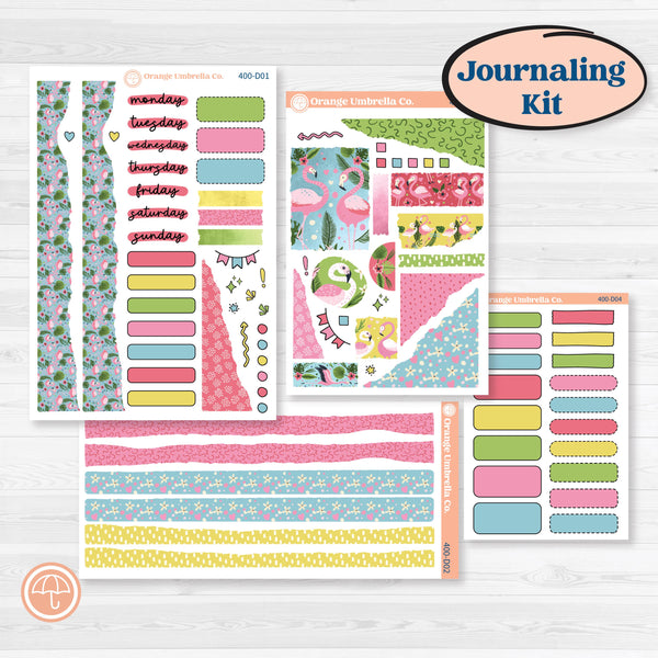 Flamingos Kit | Journaling Kit Planner Stickers | Flamboyance | KIT-400-D