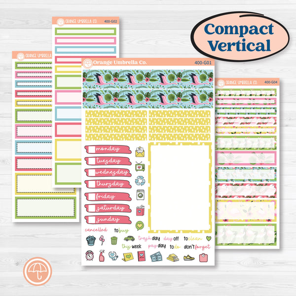 Flamingos Kit | A5 Compact Vertical Planner Kit Stickers for Erin Condren | Flamboyance | KIT-400-G