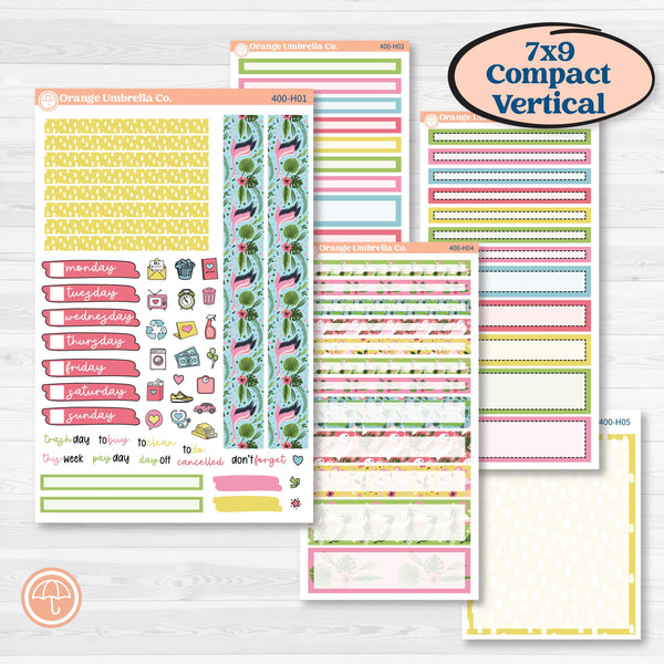 Flamingos Kit | 7x9 Compact Vertical Planner Kit Stickers | Flamboyance | KIT-400-H