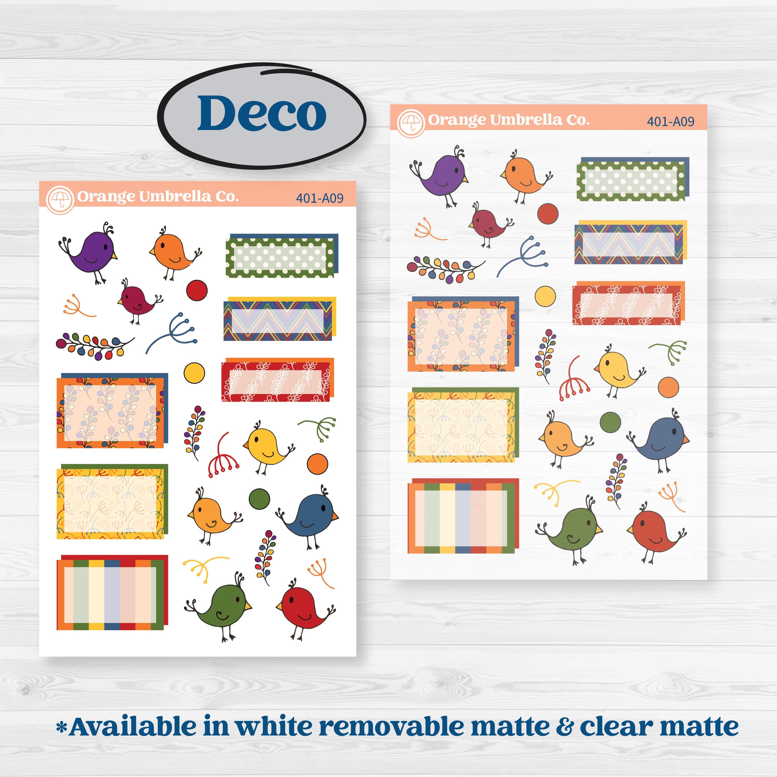 Summer or Autumn Bird Kit | Weekly Sticker Kit for Vertical Planners like Erin Condren | Whimsical Birds | KIT-401-A