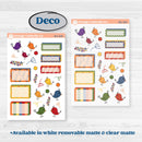 Summer or Autumn Bird Kit | Weekly Sticker Kit for Vertical Planners like Erin Condren | Whimsical Birds | KIT-401-A