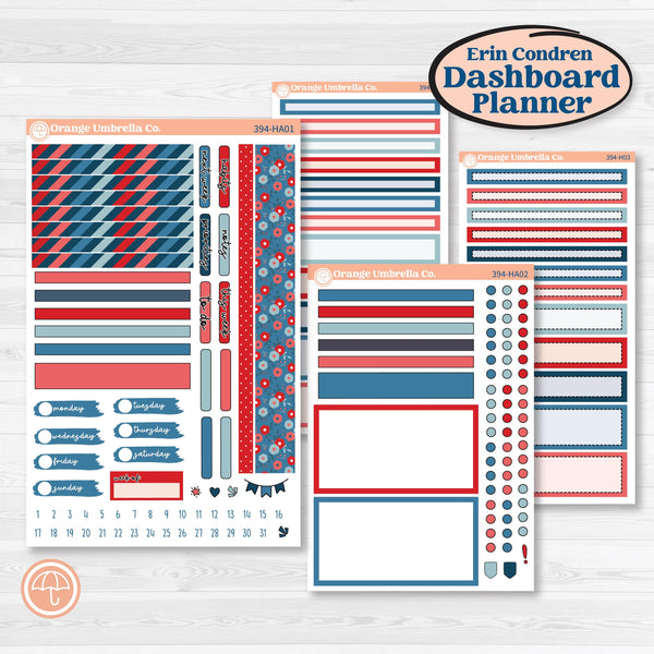Independence Day | Erin Condren Weekly Dashboard Planner Kit Stickers | Freedom | KIT-394-HA