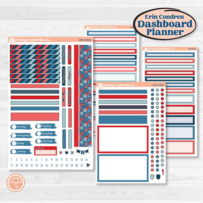 Independence Day | Erin Condren Weekly Dashboard Planner Kit Stickers | Freedom | KIT-394-HA