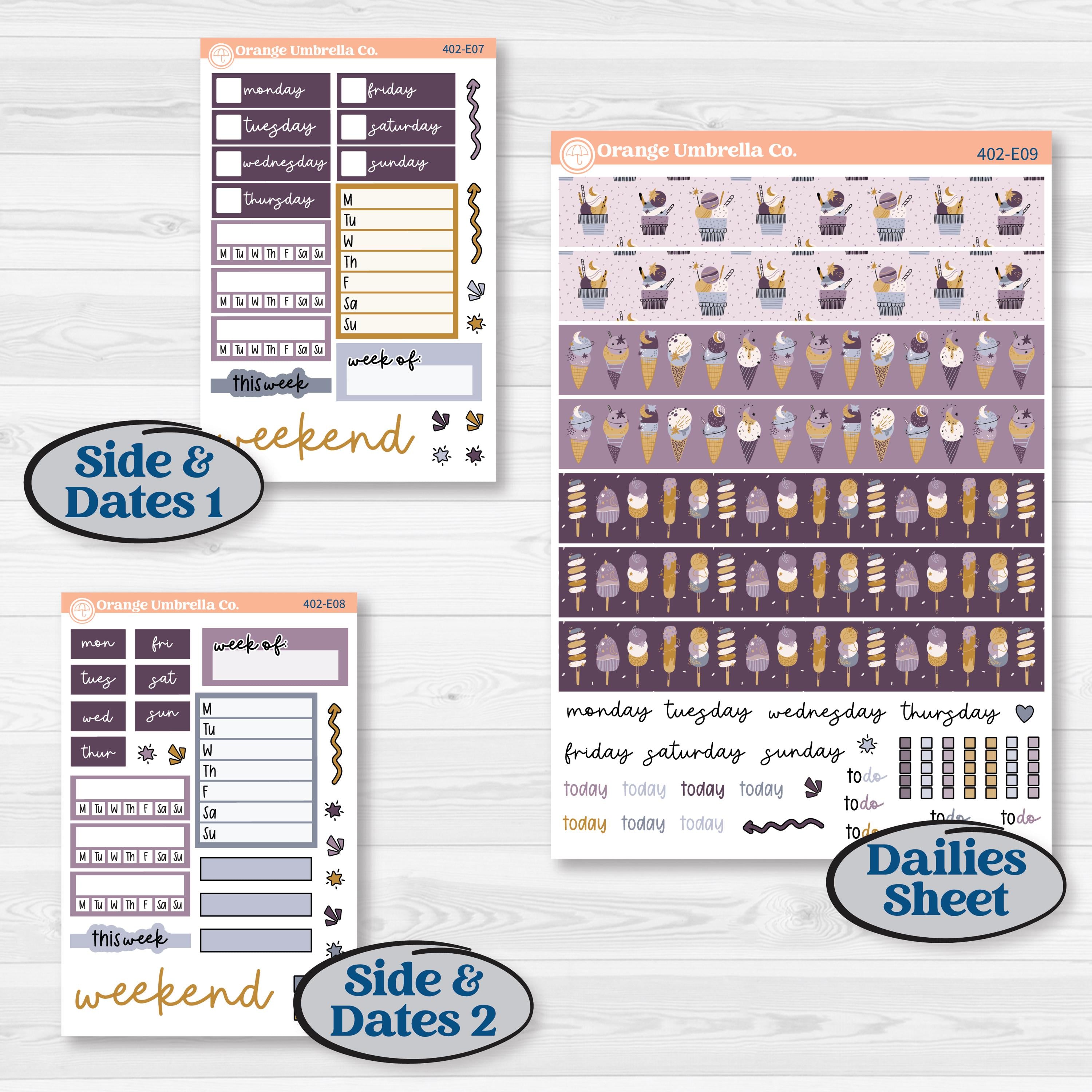 Ice Cream Celestial Kit | Hobonichi Cousin Weekly & Daily Planner Kit Stickers | Scoops of Jupiter | KIT-402-E