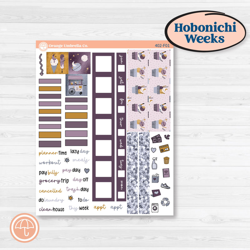 Ice Cream Celestial Kit | Hobonichi Weeks Weekly Planner Kit Stickers | Scoops of Jupiter | KIT-402-F