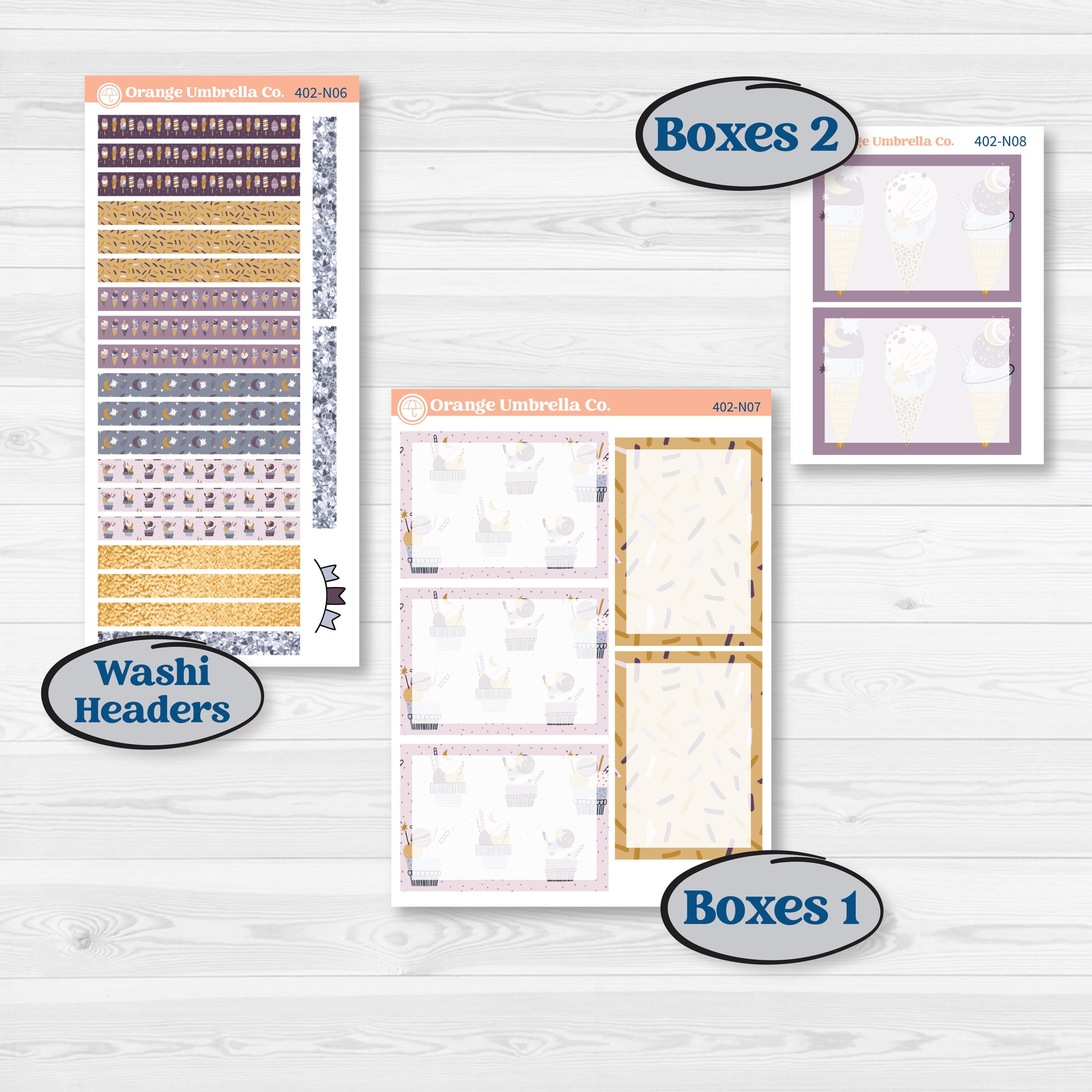 Ice Cream Celestial Kit | A5 Plum Daily Planner Kit Stickers | Scoops of Jupiter | KIT-402-N
