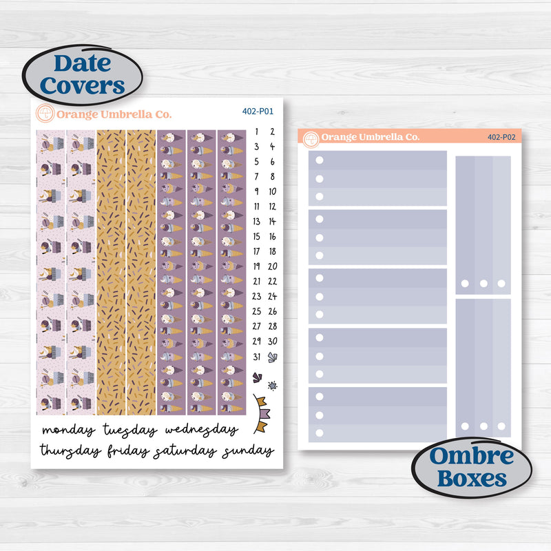 Ice Cream Celestial Kit | 7x9 Plum Daily Planner Kit Stickers | Scoops of Jupiter | KIT-402-P