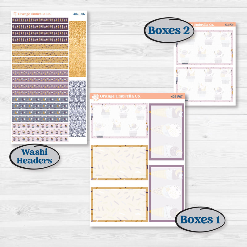 Ice Cream Celestial Kit | 7x9 Plum Daily Planner Kit Stickers | Scoops of Jupiter | KIT-402-P