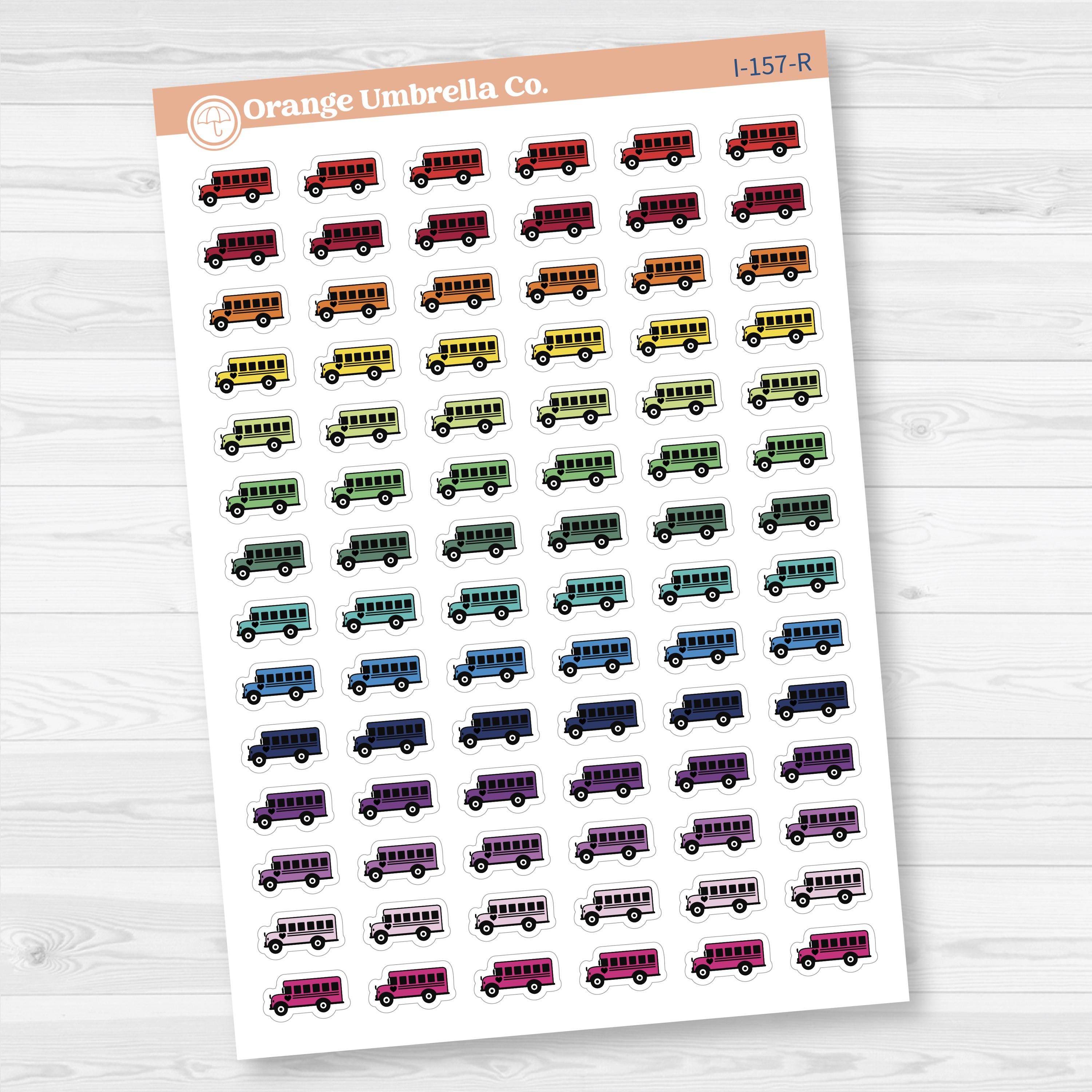 School Bus Icon Planner Stickers | School Related Icons | I-157