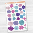 Decorative Planner Stickers | Peony Floral Deco Stickers | Clear Matte | D-368-CM