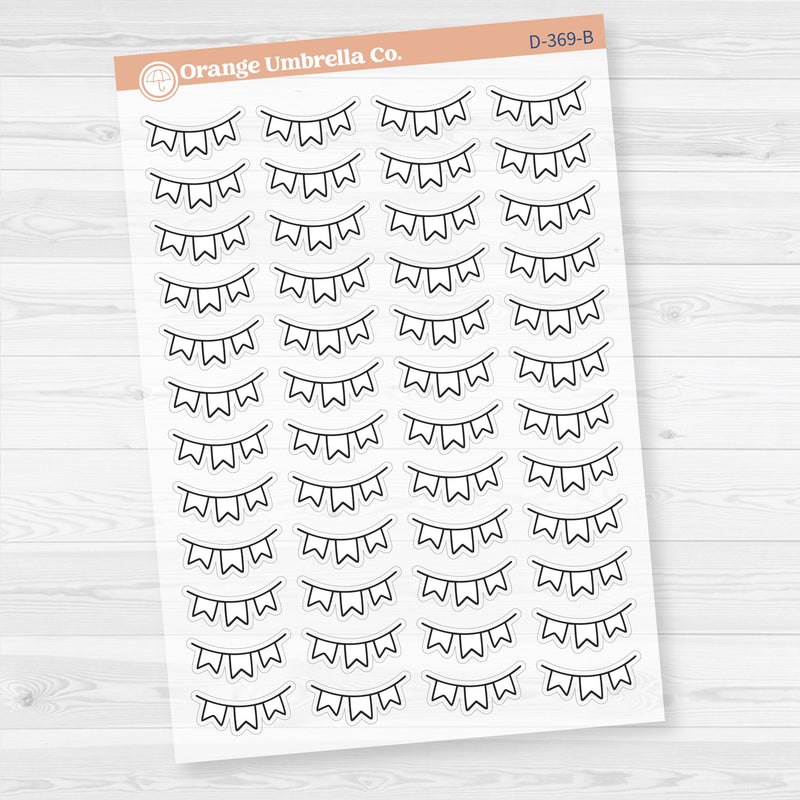 Pennant Banner Planner Deco | Decorative Planner Stickers | Clear Matte | D-369-BCM