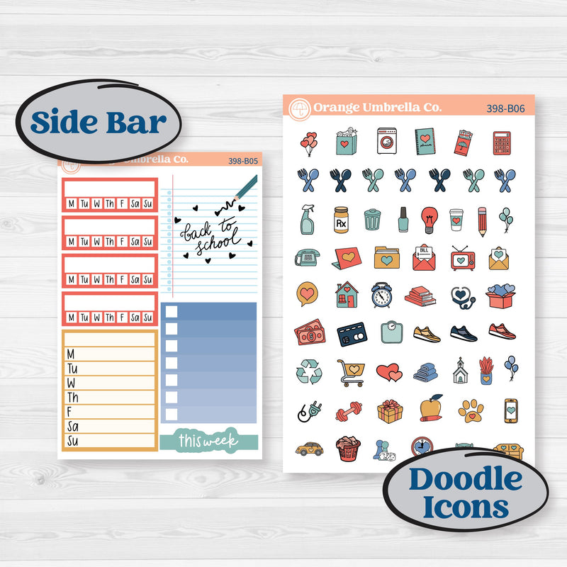 Back to School Kit | Weekly Add-On Planner Kit Stickers | First Day Back | KIT-398-B