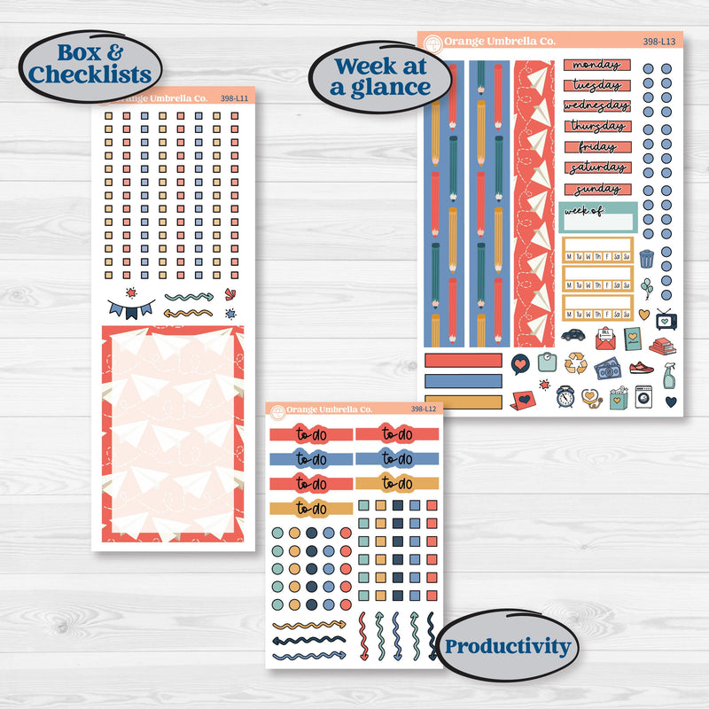 Back to School Kit | A5 Daily Duo Planner Kit Stickers | First Day Back | KIT-398-L