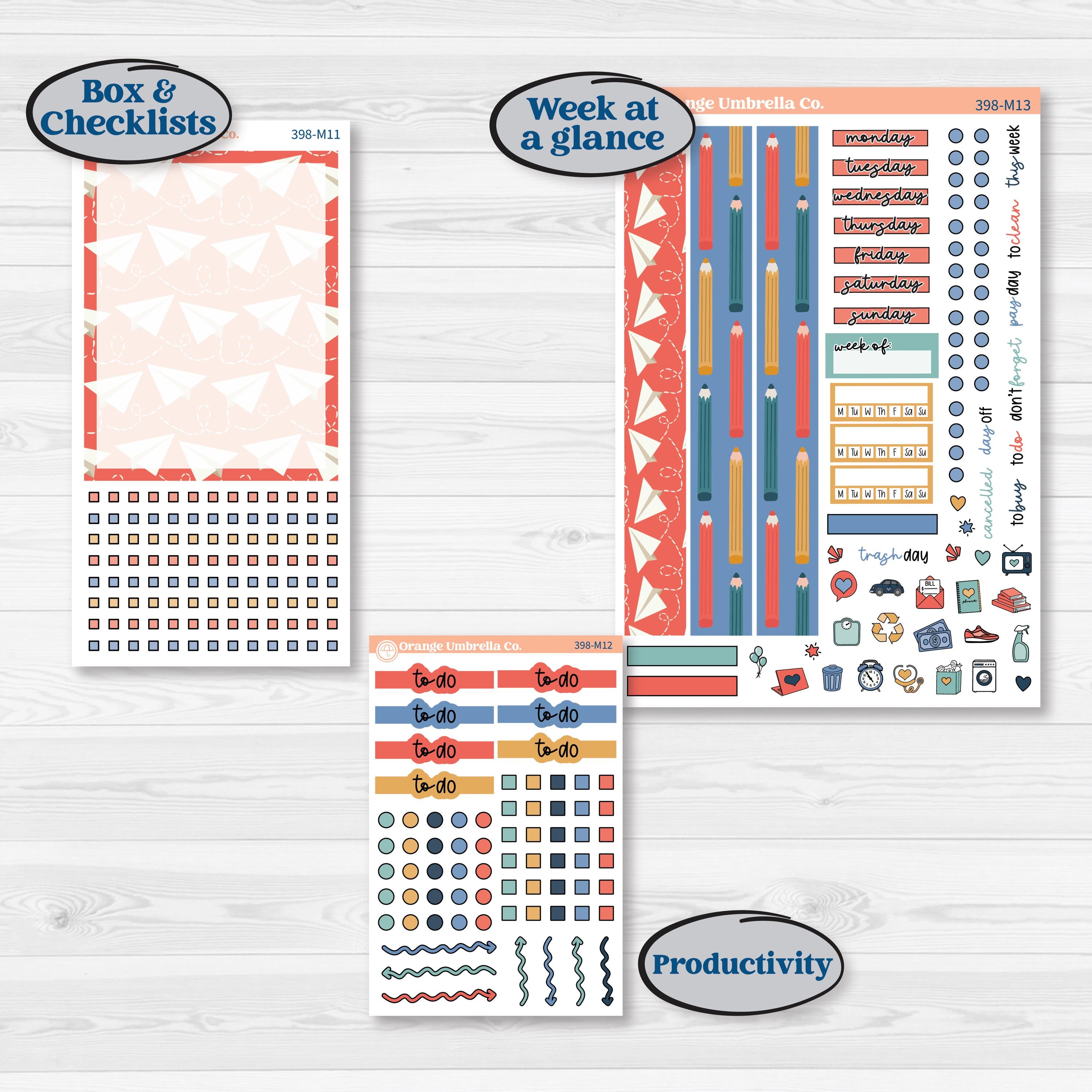Back to School Kit | 7x9 Erin Condren Daily Duo Planner Kit Stickers | First Day Back | KIT-398-M