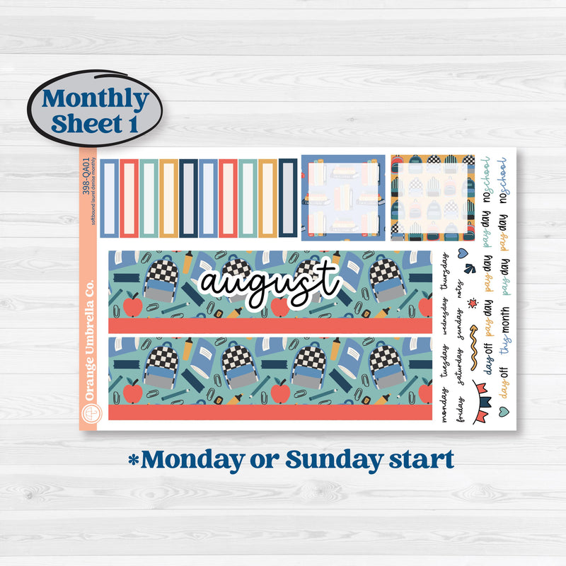 Back to School Kit | Laurel Denise Softbound Monthly Planner Sticker Kit | Vertical & Horizontal | First Day Back | KIT-398-QA