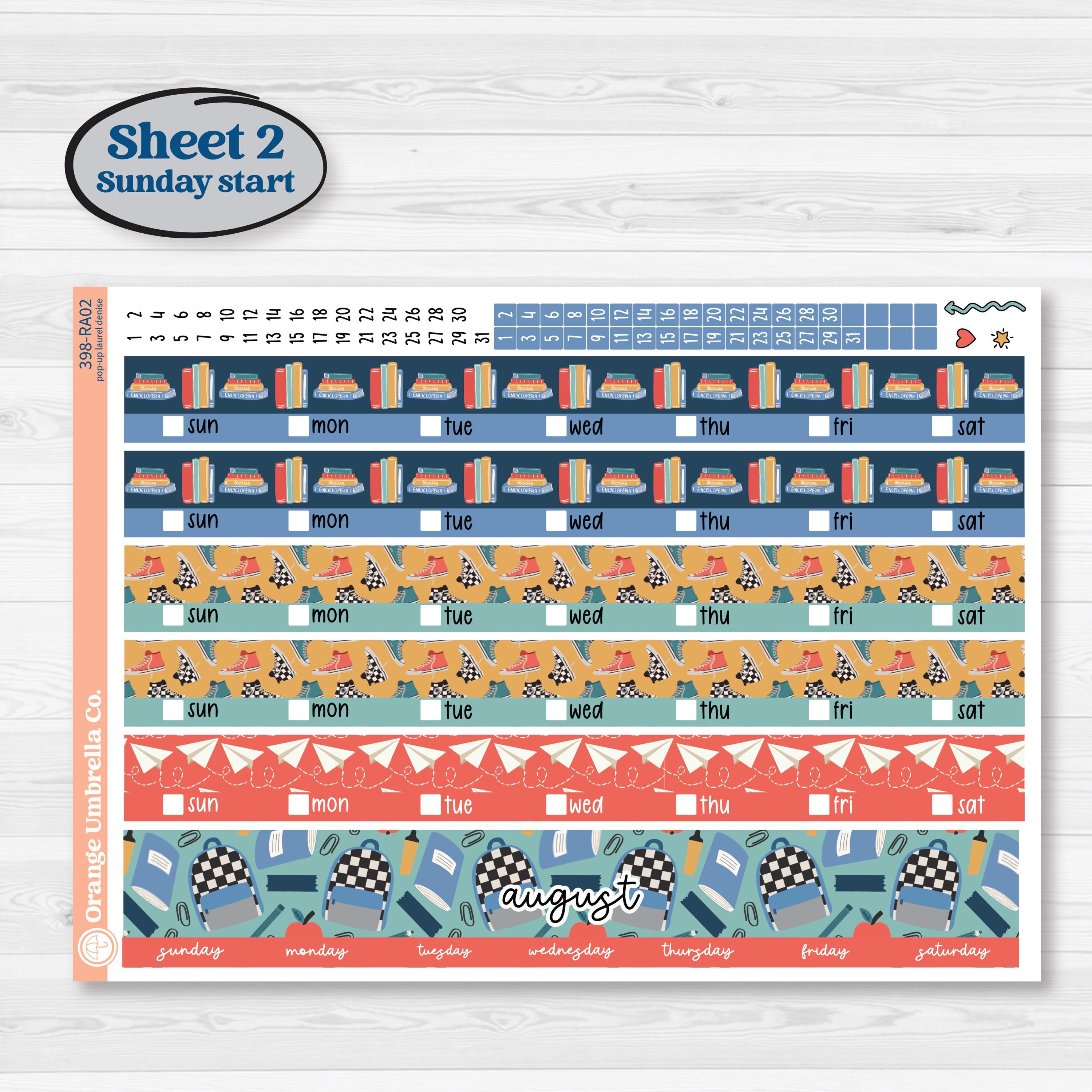 Back to School Kit | Laurel Denise Pop-Up Planner Kit Stickers | First Day Back | KIT-398-RA