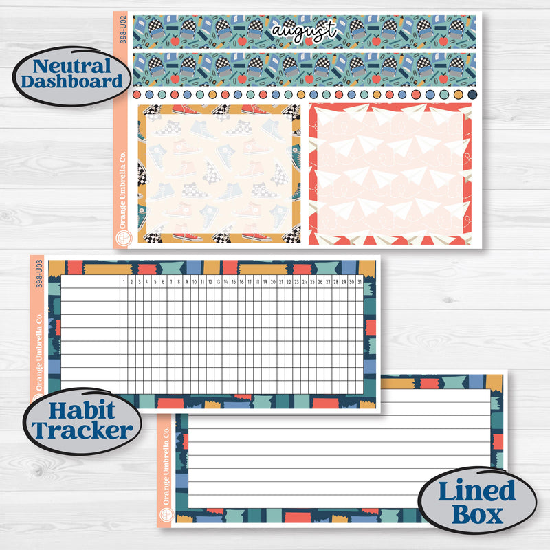 Back to School Kit | 8.5x11 Plum Monthly & Dashboard Planner Kit Stickers | First Day Back | KIT-398-U