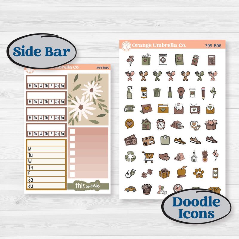 Summer or Fall Floral Kit | Weekly Add-On Planner Kit Stickers | Eloise | KIT-399-B