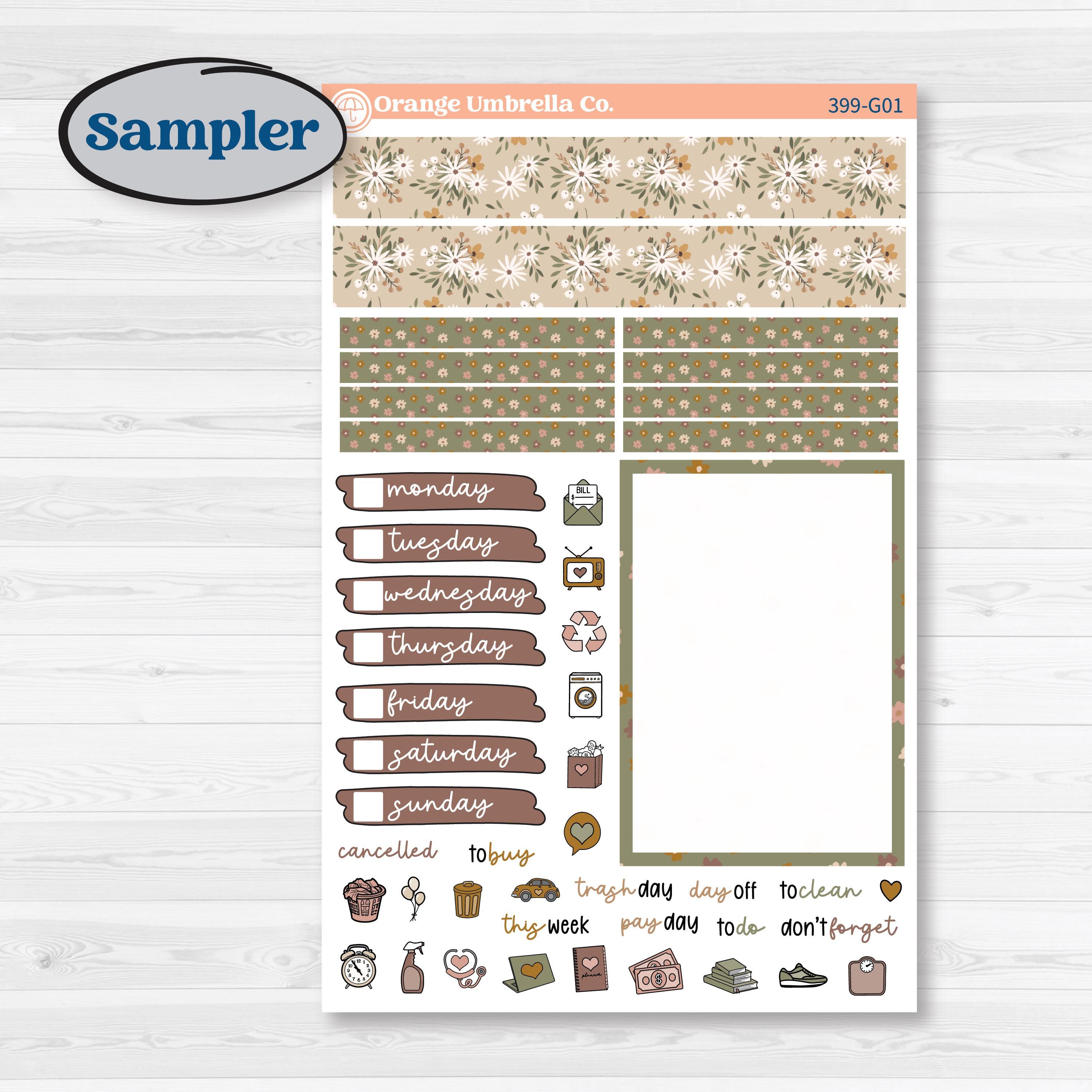 Summer or Fall Floral Kit | A5 Compact Vertical Planner Kit Stickers for Erin Condren | Eloise | KIT-399-G