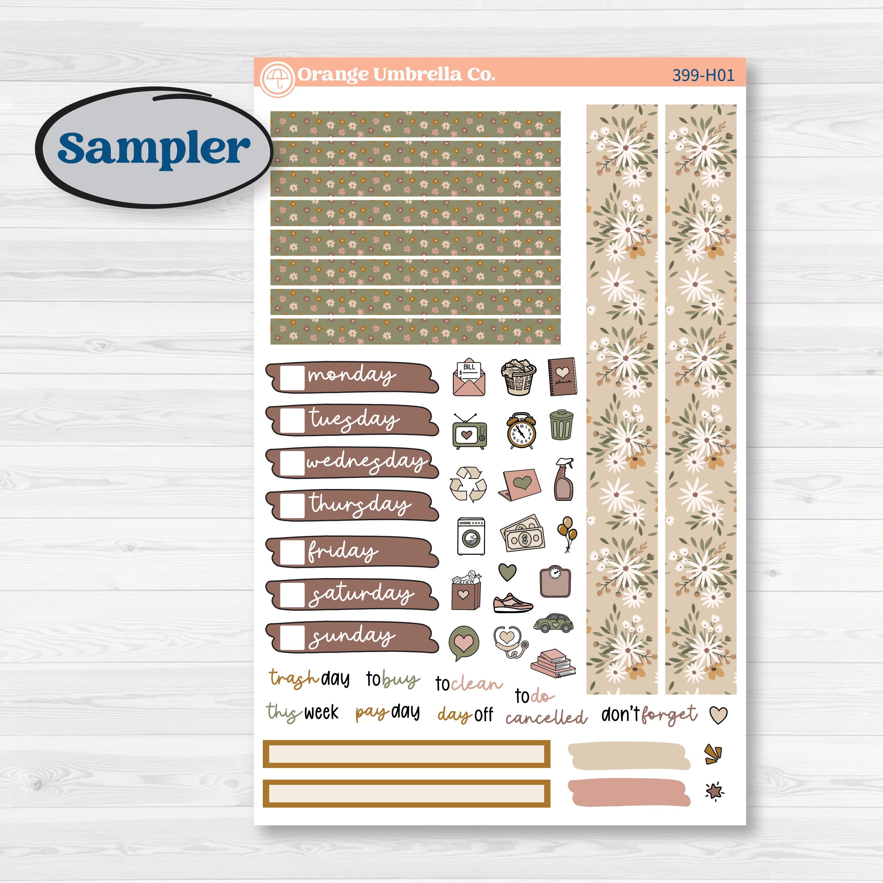 Summer or Fall Floral Kit | 7x9 Compact Vertical Planner Kit Stickers | Eloise | KIT-399-H