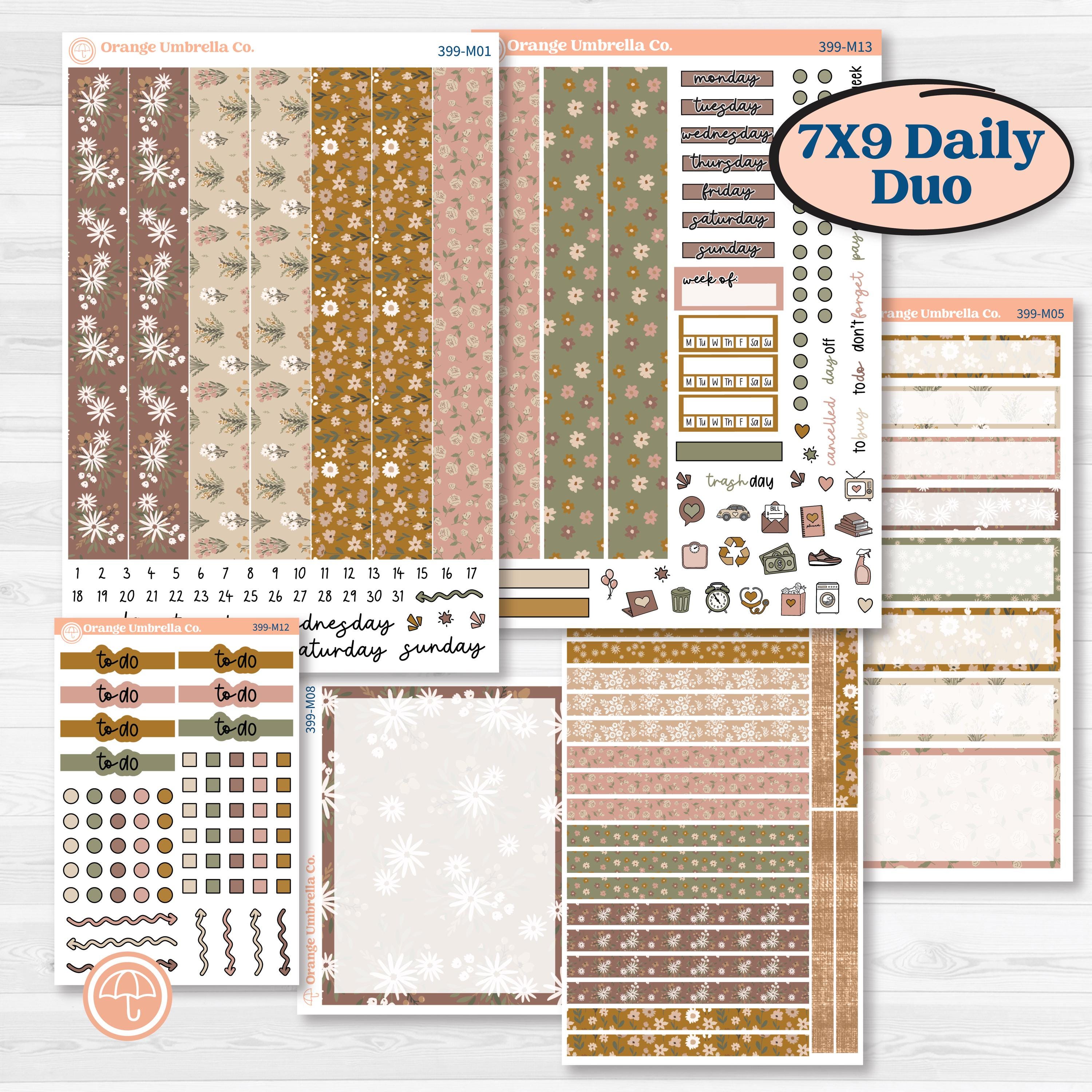 Summer or Fall Floral Kit | 7x9 Erin Condren Daily Duo Planner Kit Stickers | Eloise | KIT-399-M