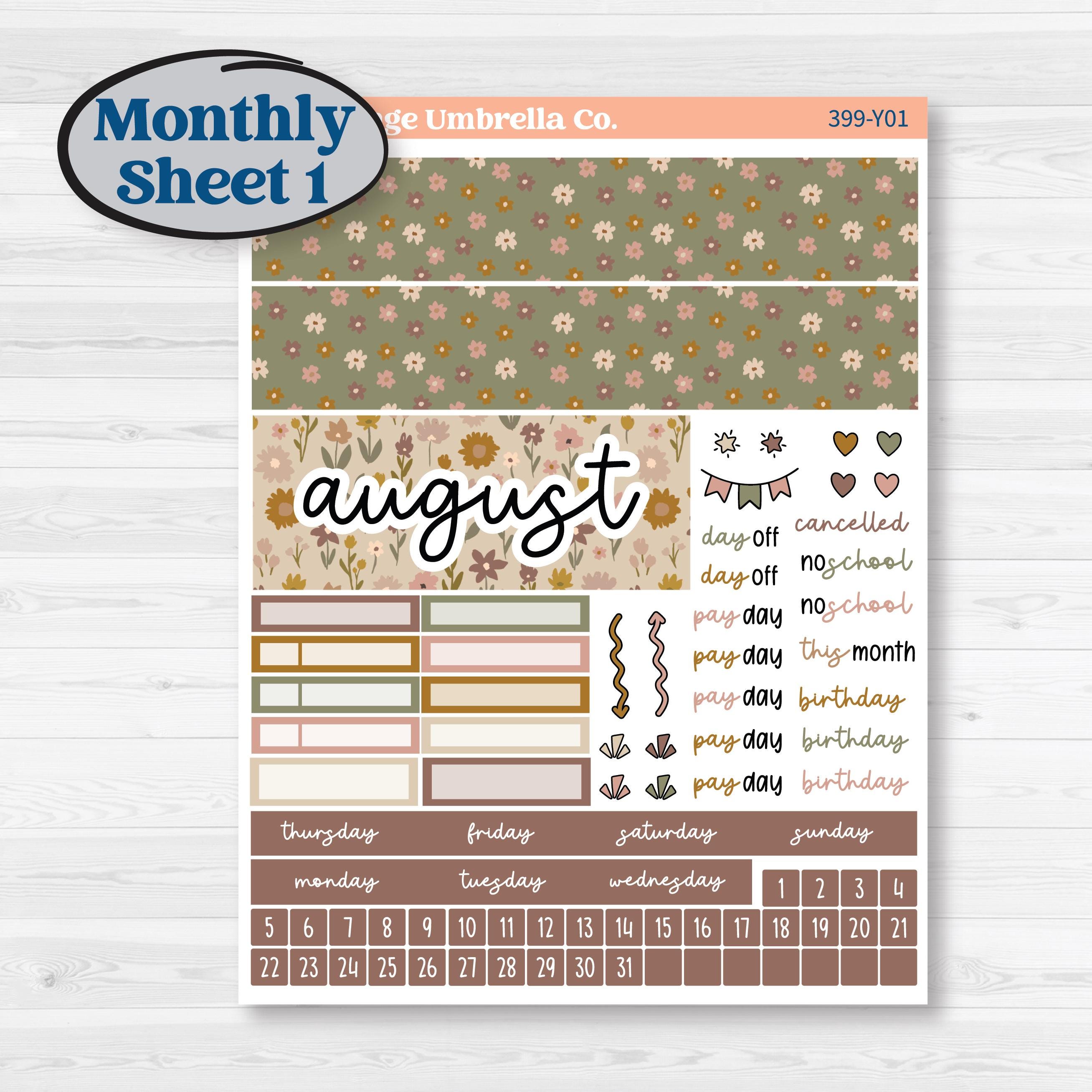 Summer or Fall Floral Kit | Hobonichi Cousin Monthly Planner Kit Stickers | Eloise | KIT-399-Y