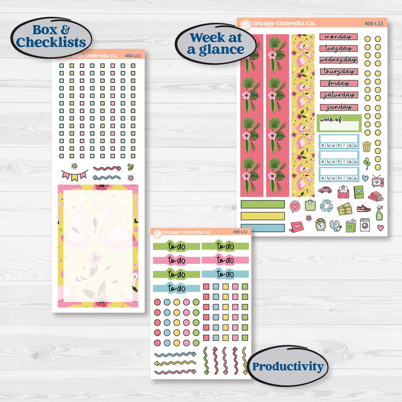 Flamingos Kit | A5 Daily Duo Planner Kit Stickers | Flamboyance | KIT-400-L