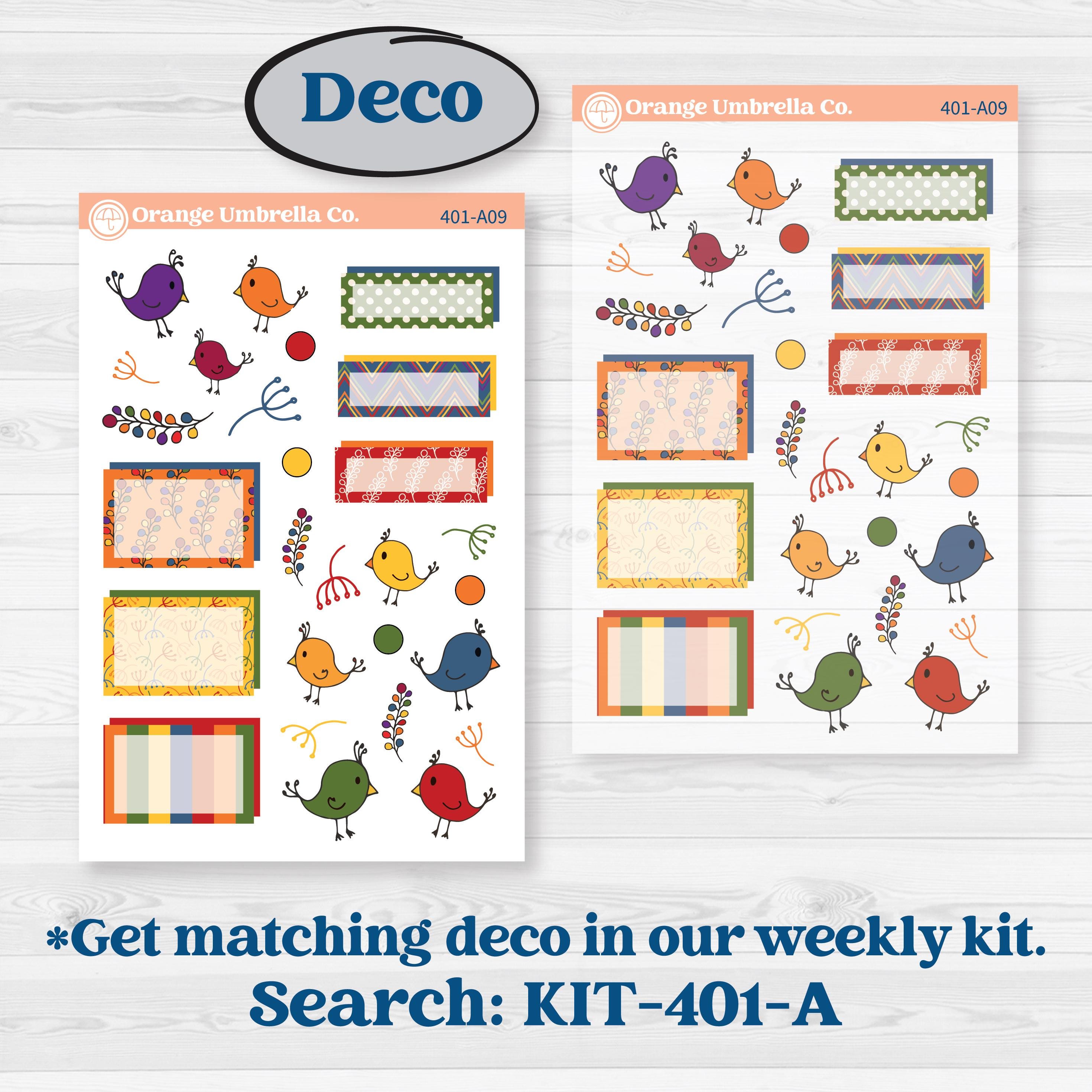 Summer or Autumn Bird Kit | Journaling Kit Planner Stickers | Whimsical Birds | KIT-401-D