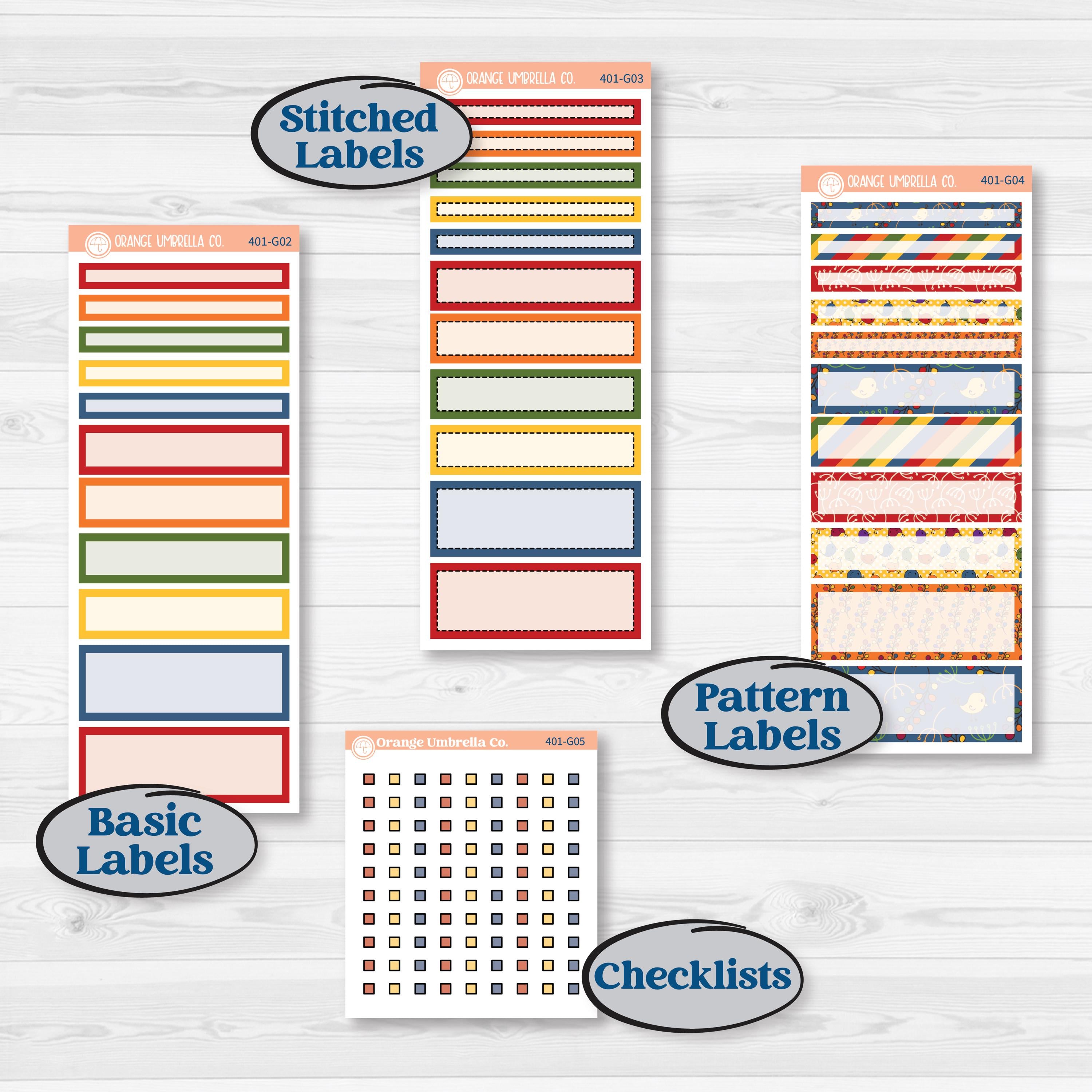 Summer or Autumn Bird Kit | A5 Compact Vertical Planner Kit Stickers for Erin Condren | Whimsical Birds | KIT-401-G