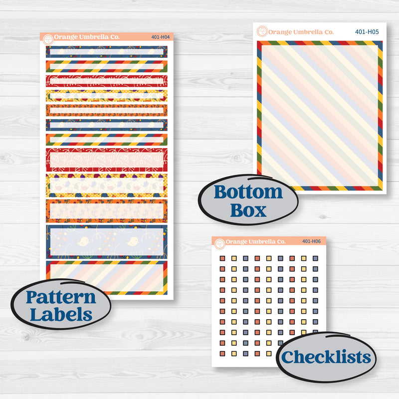 Summer or Autumn Bird Kit | 7x9 Compact Vertical Planner Kit Stickers | Whimsical Birds | KIT-401-H