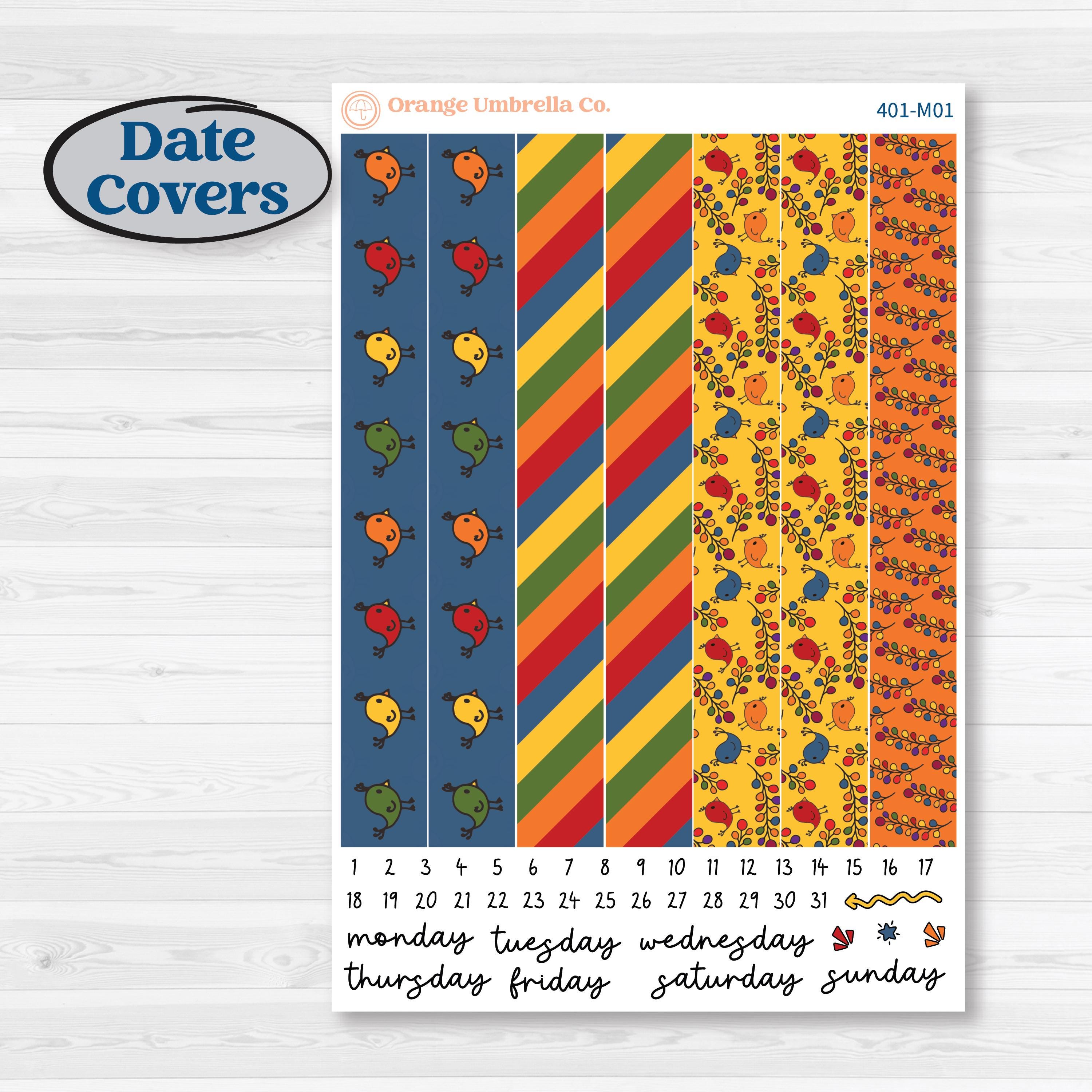 Summer or Autumn Bird Kit | 7x9 Erin Condren Daily Duo Planner Kit Stickers | Whimsical Birds | KIT-401-M