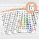White matte calendar date dot sticker sheet with 99 F17 font numbers for monthly planning.
