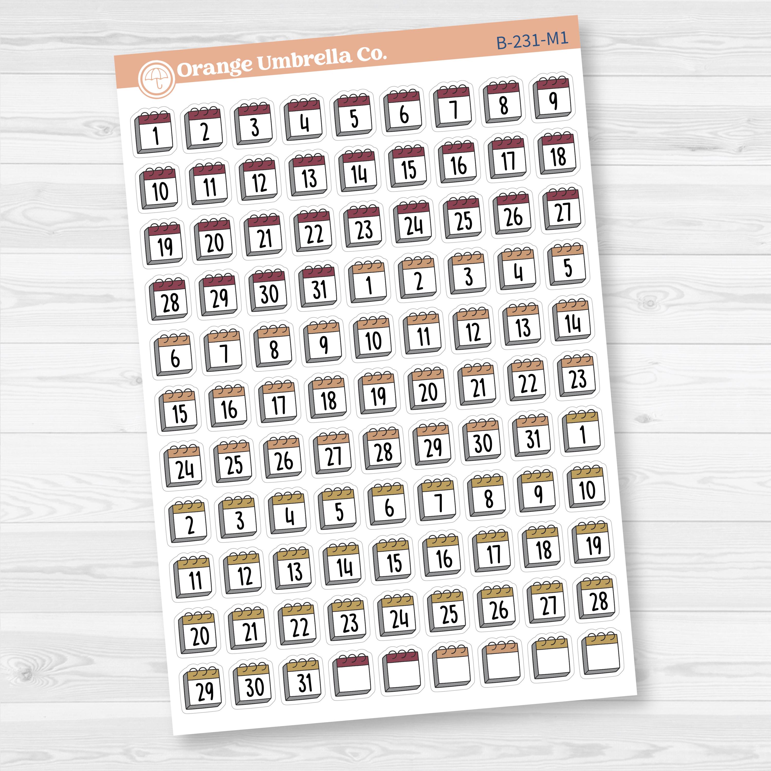 Calendar Date Dots | F17 Font Monthly Planner Stickers | B-231