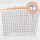 White matte calendar date dot sticker sheet with 99 F17 font numbers for monthly planning.