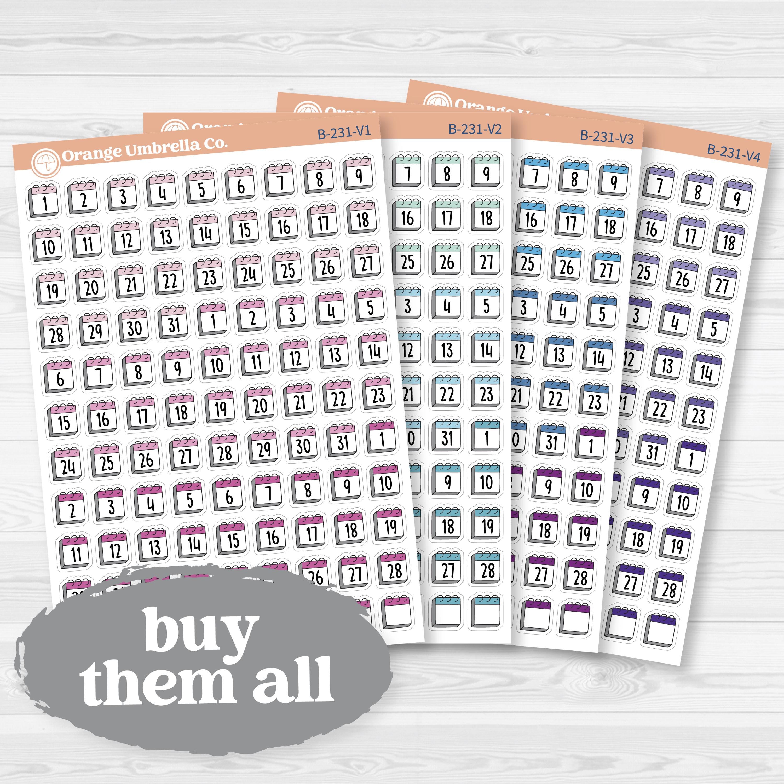 Calendar Date Dots | F17 Font Monthly Planner Stickers | B-231