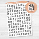 Clear matte planner sticker sheet with mini colorful backpack icons for school-themed layouts.