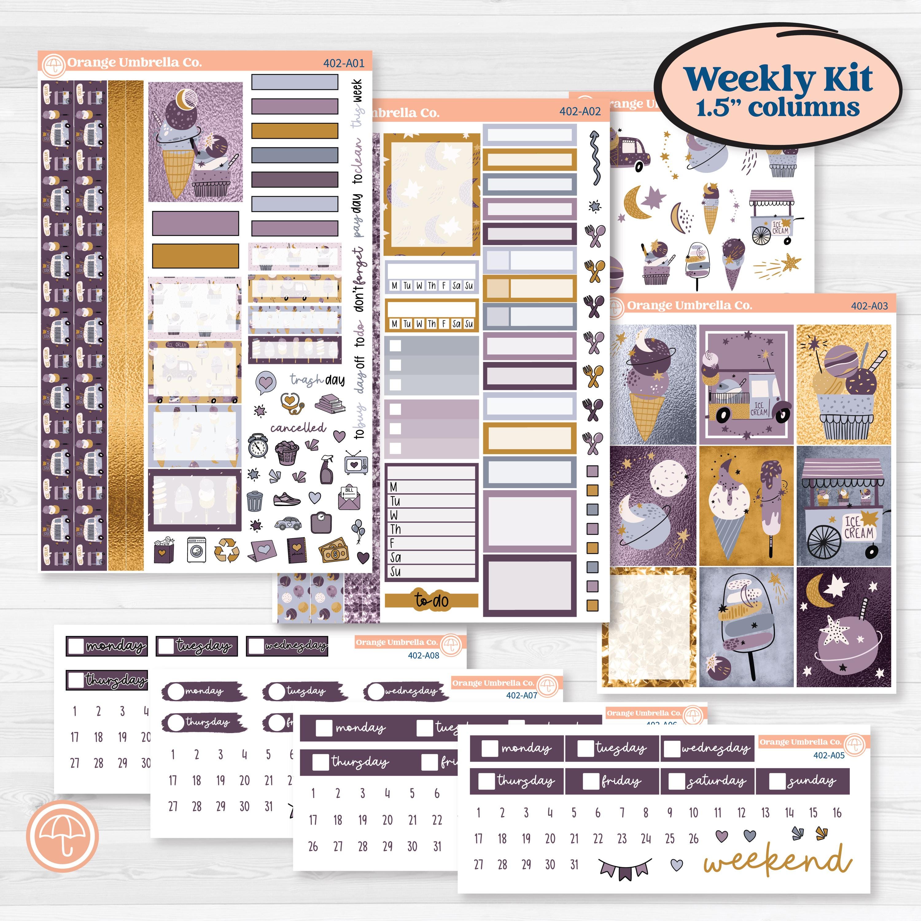 Ice Cream Celestial Kit | Weekly Sticker Kit for Vertical Planners like Erin Condren | Scoops Of Jupiter | KIT-402-A