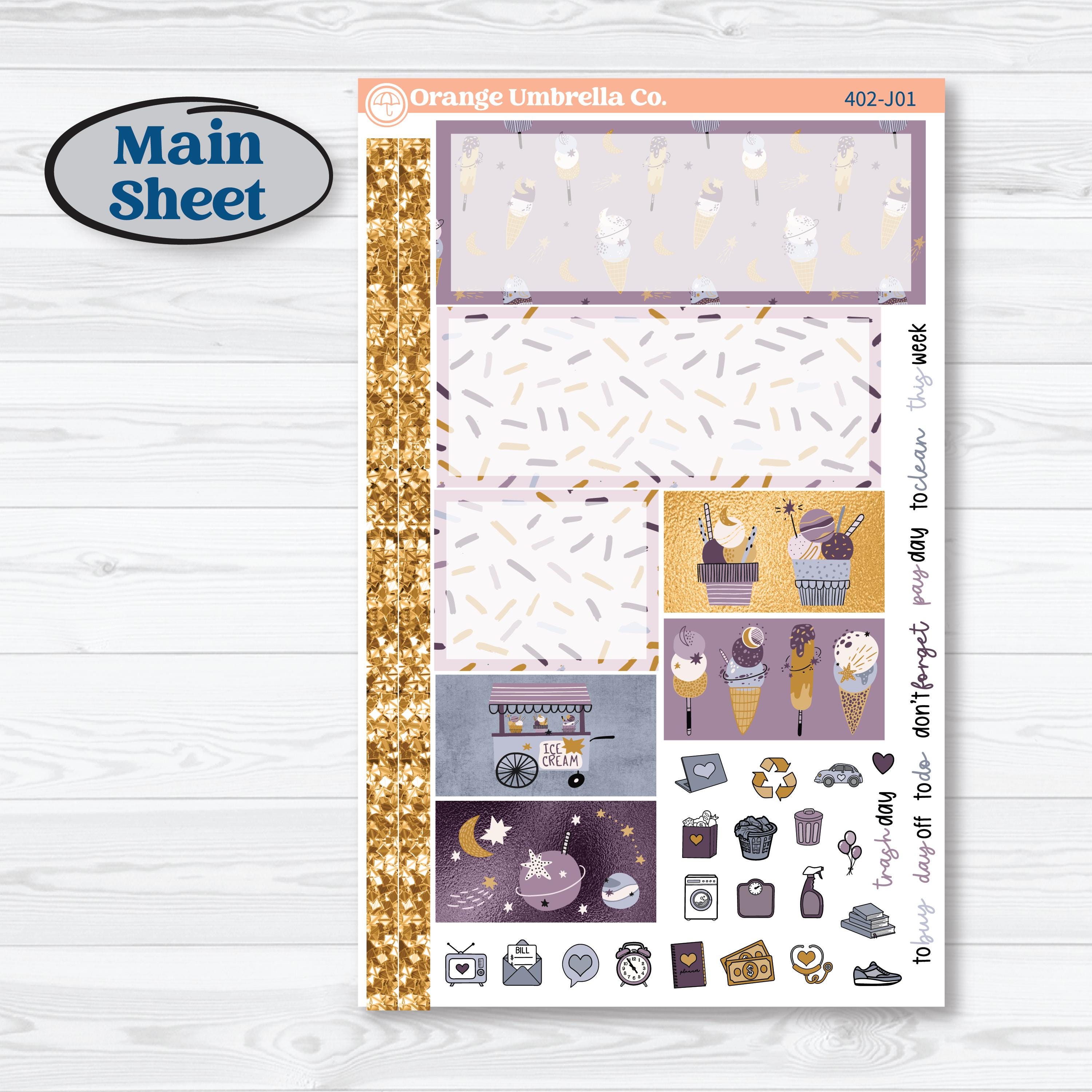 Ice Cream Celestial Kit | Plum Vertical Priorities 7x9 Planner Kit Stickers | Scoops of Jupiter | KIT-402-J