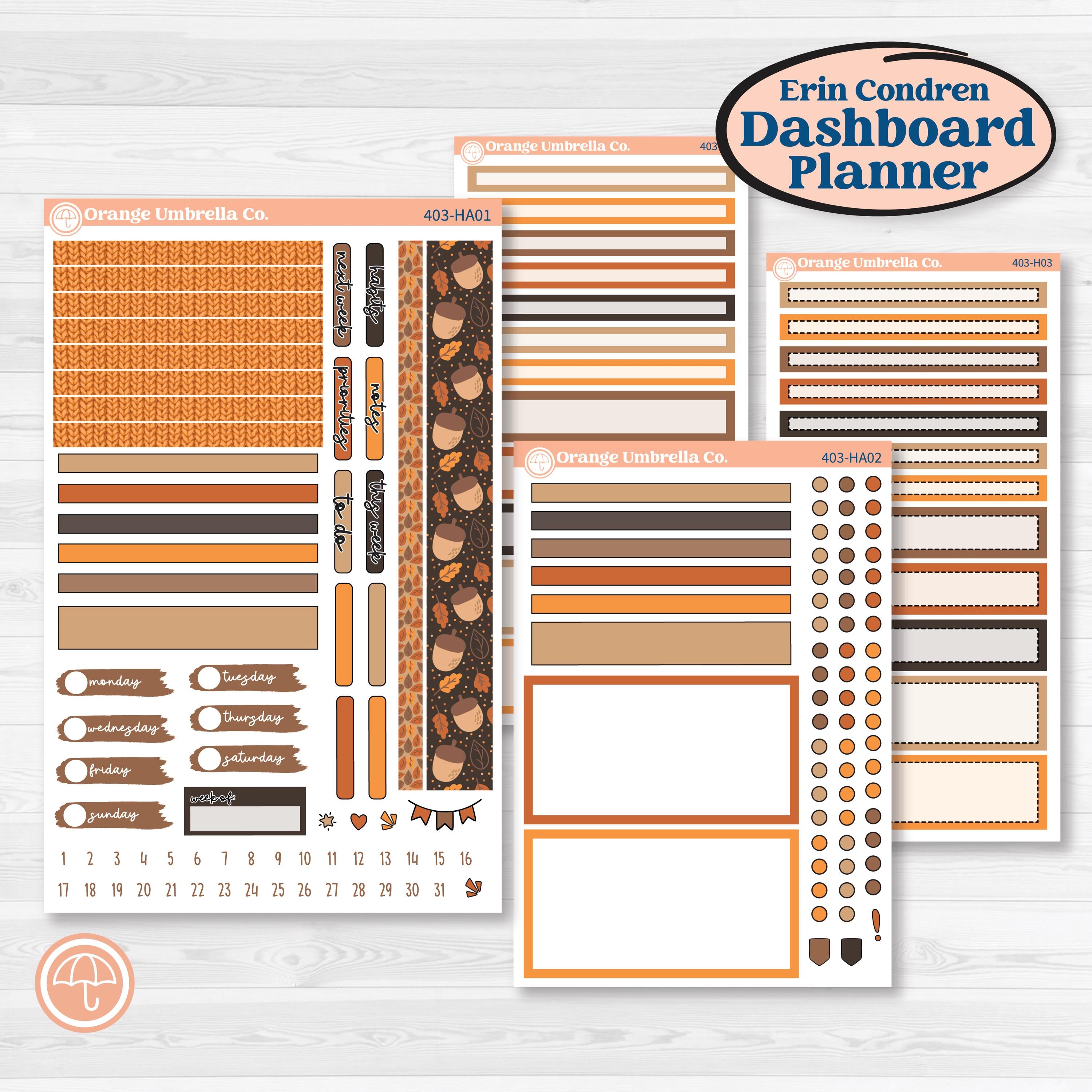 Fall Leaves Autumn Kit | Erin Condren Weekly Dashboard Planner Kit Stickers | All Fall Down | KIT-403-HA