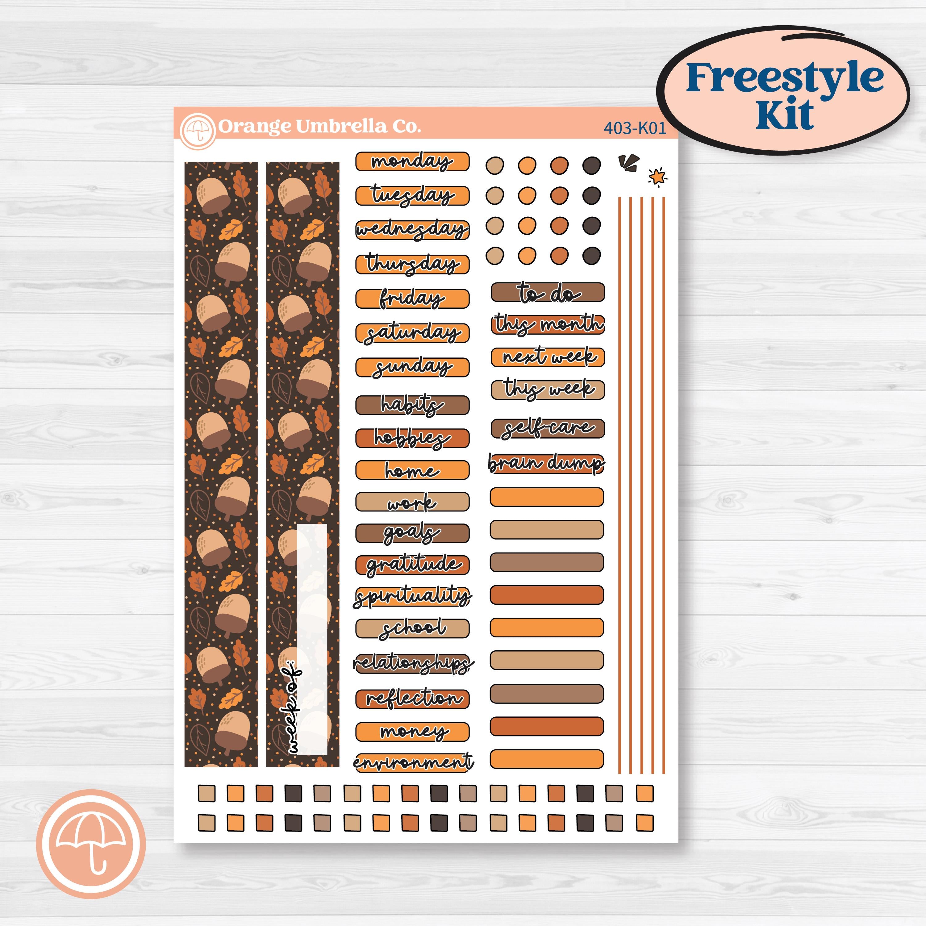 Fall Leaves Autumn Kit | Freestyle Kit Any Planner Kit Stickers | All Fall Down | KIT-403-K