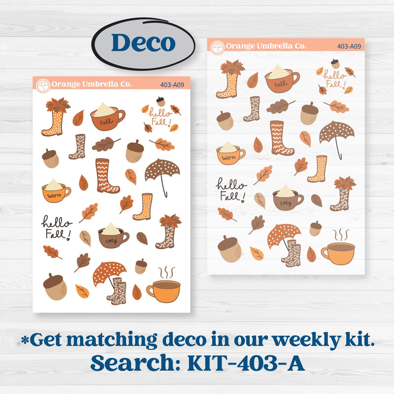 Fall Leaves Autumn Kit | Freestyle Kit Any Planner Kit Stickers | All Fall Down | KIT-403-K