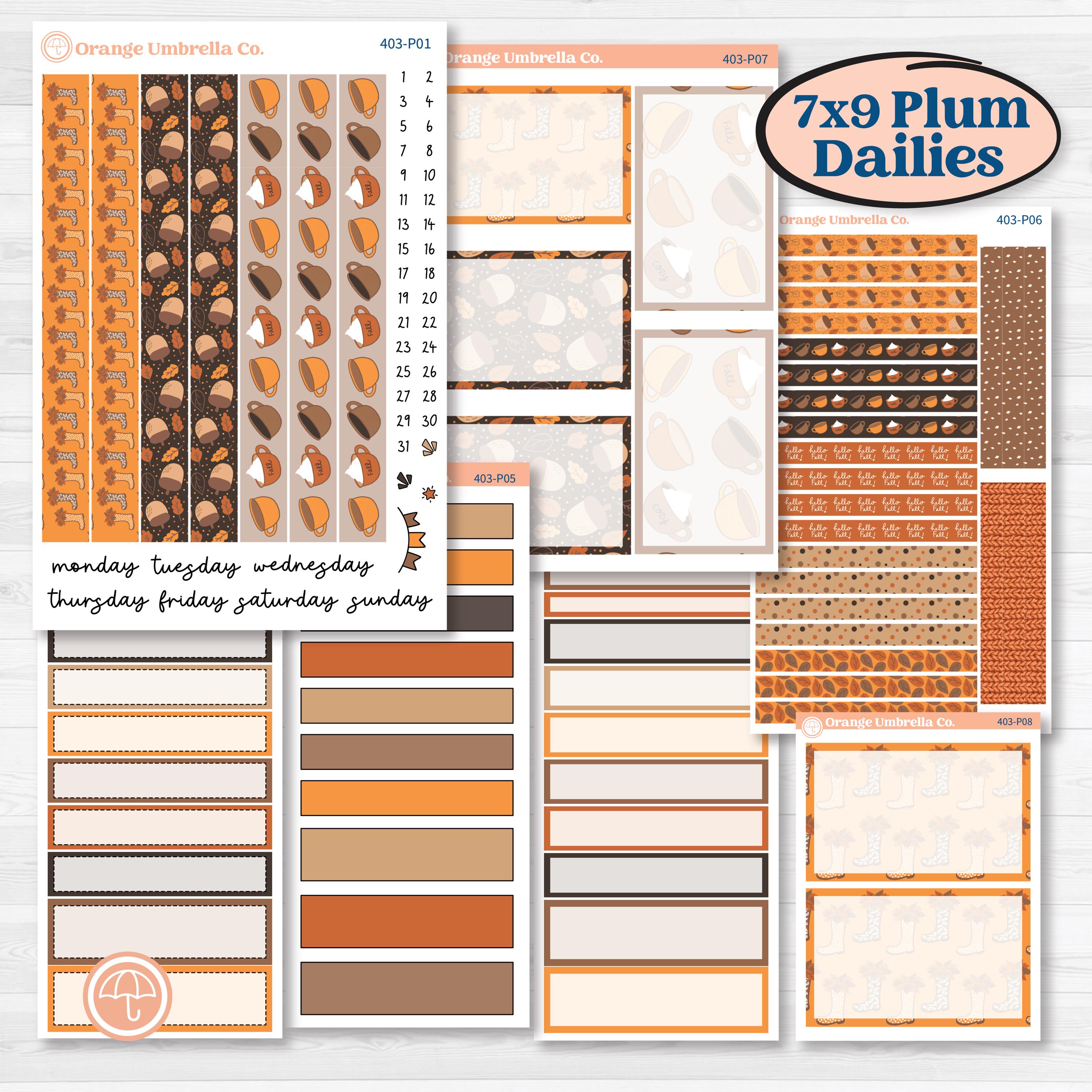 Fall Leaves Autumn Kit | 7x9 Plum Daily Planner Kit Stickers | All Fall Down | KIT-403-P