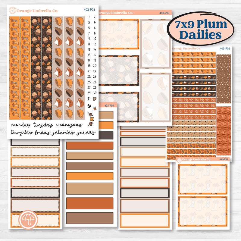 Fall Leaves Autumn Kit | 7x9 Plum Daily Planner Kit Stickers | All Fall Down | KIT-403-P
