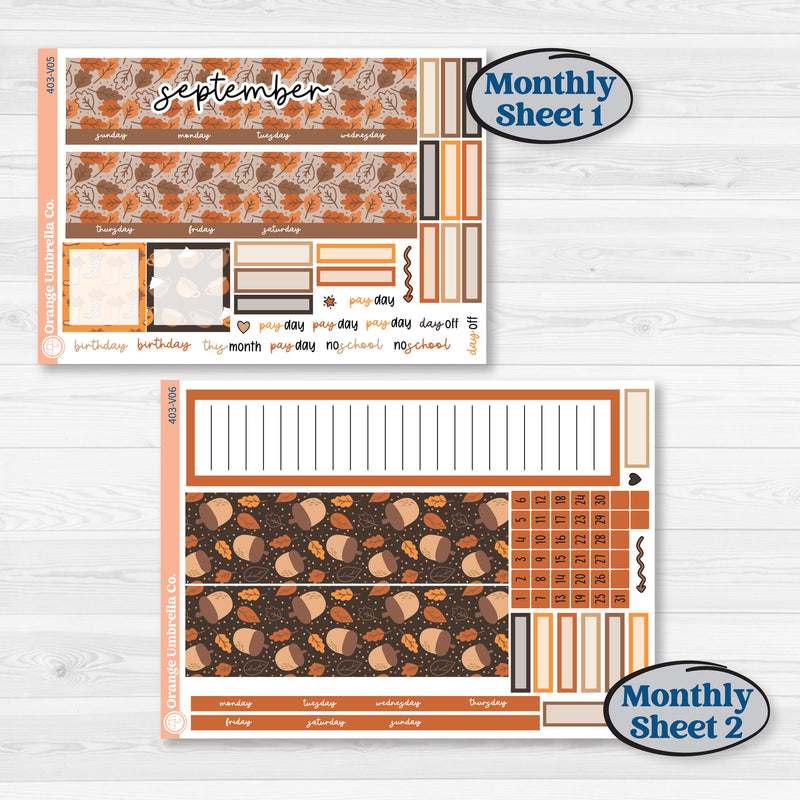 Fall Leaves Autumn Kit | A5 Erin Condren Monthly & Dashboard Sticker Kit | 2024-2025 Planners | All Fall Down | KIT-403-V